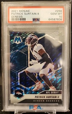 2021 Panini Mosaic Patrick Surtain II Genesis NFL Debut RC PSA 10 Denver Broncos - Image 1 of 2