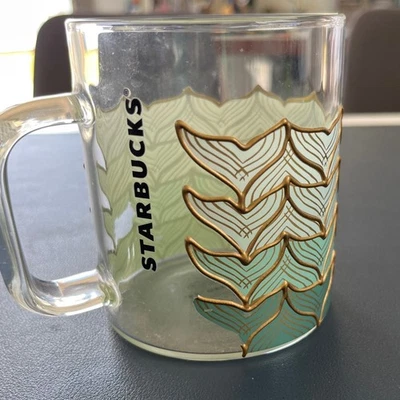 Starbucks Clear Glass Mug Sea Scales Design Coffee Tea Cup - Image 1 of 2