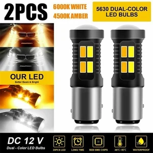 Energy Efficient 1157 LED White/Yellow Amber Turn Signal Bulbs Pack of 2 - Picture 1 of 11