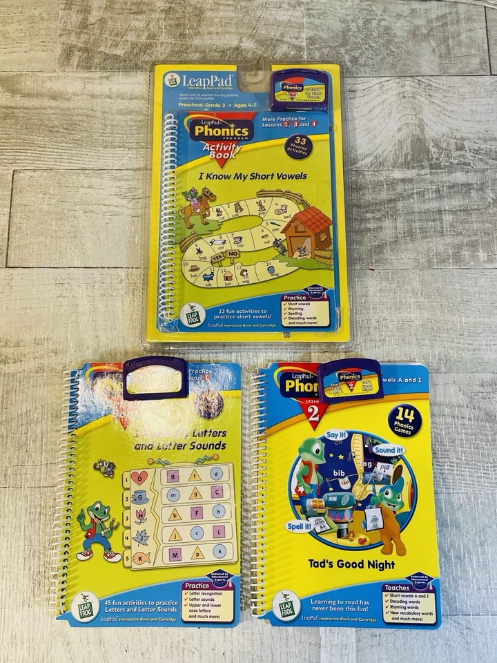 LeapFrog LeapPad PHONICS Lot Of 3 Books & Cartridges Lessons 1-4 - Image 1 of 4