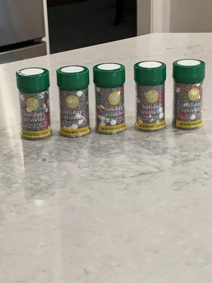 Lot 5 Wilton Holiday Snowflake Sprinkles 2.3oz., Red, White, Green, NEW & Sealed - Image 1 of 4