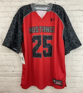Under Armour Men's MUSTANGS "25" 100% Polyester Football Jersey Red Black Large - Picture 1 of 14