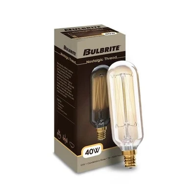 BULBRITE (Pack Of 5) Nostalgic Thread 40w 120v Candelabra Base T8 Light Bulbs - Image 1 of 2