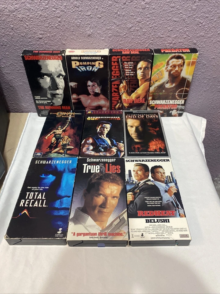 Arnold Schwarzenegger VHS Video 10 Tape Movie Lot Tested Predator Running Man - Image 1 of 4