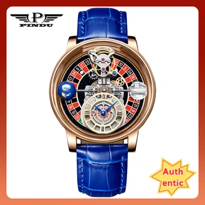 PINDU Hombre Celestial Multicolor Dial Caja Dorada Moda Casual Reloj Cuarzo - Imagen 1 de 21