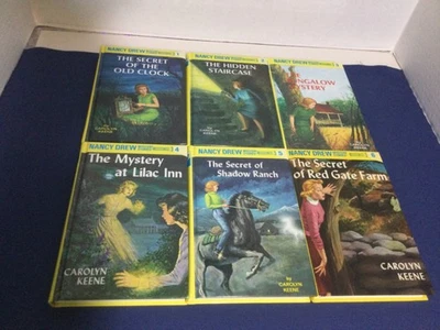 VINTAGE NANCY DREW MYSTERY STORIES BY CAROLYN KEENE  FLASHLIGHT  HARDCOVER   1-6 - Imagem 1 de 4