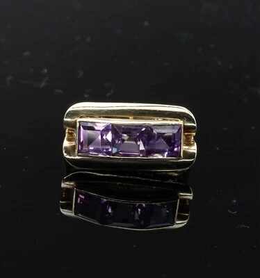 333/- 8 Karat Gelbgold Ring mit Amethyst, Ringgröße 58, guter Zustand. - Bild 1 von 4