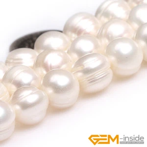Natural 11-12mm Freshwater White Pearl Round Loose Beads for Jewelry Making 15" - Picture 1 of 11