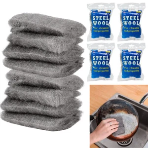 32 Heavy Duty Scrubber Steel Wool Pads Scourer Wire Mesh Clean Scouring Kitchen - Picture 1 of 1