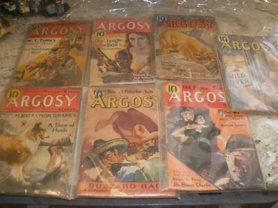 LOT OF 7 VINTAGE ARGOSY WEEKLY MAGAZINE 1930'S - Image 1 of 4