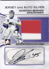 2009-10 ITG HEROES AND PROSPECTS JONATHAN BERNIER JERSEY AUTO SILVER #MA-JB