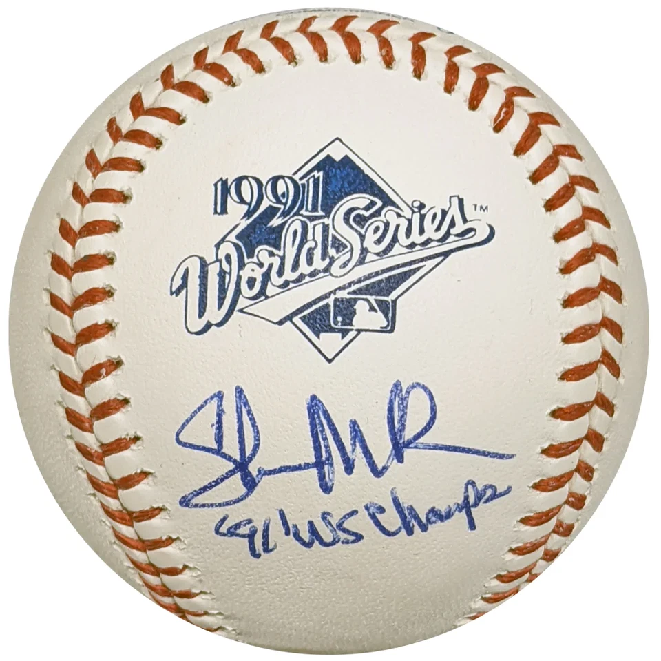 FAN HQ Shane Mack Autographed Inscribed 1991 World Series Baseball Minnesota Twins OMLB