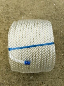 1/4" x 150 Ft - 3 Strand Nylon Rope - Dock Line - Anchor Line - Marine Grade - Picture 1 of 3
