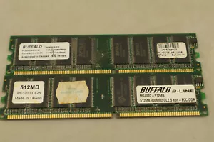 Buffalo PC3200 512MB Desktop Computer Memory Sticks x2 - Picture 1 of 6