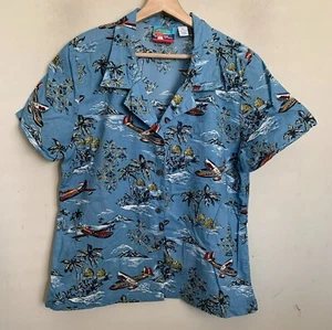 Reyn Spooner Joe Kealoha's Shirt Blue Multi Tropical Print Short Sleeve Size XL - Picture 1 of 4