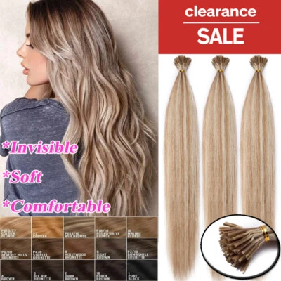 Extensiones de cabello humano ruso punta I barra de queratina preunidas años 100 gruesas 100 g+ EE. UU. Foto 1 de 4