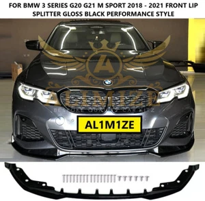 Per BMW Serie 3 G20 G21 2019 M340 320 M Sport MP Style Lip Splitter Gonna Nero - Foto 1 di 8