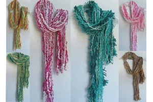 Handmade Yarn Scarf Multi-color Strands Single Knot U Pick Color textured - Picture 1 of 116