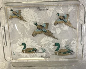 Stotter Plexiglas Serviertablett Wildlife Mallard Enten & Fasane MCM Barware USA - Bild 1 von 12
