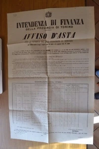 ANTICO MANIFESTO INTENDENZA DI FINANZA PROVINCIA DI TORINO AVVISO D' ASTA 1870 - Picture 1 of 1