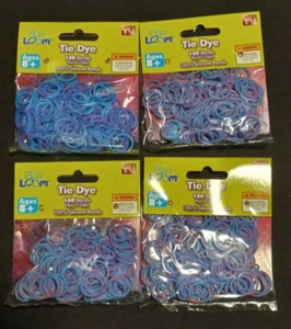 New 4 bags - 600 total 100% Silicone TIE DYE RUBBER BANDS FUN LOOM +28 "S" Clips - Picture 1 of 4