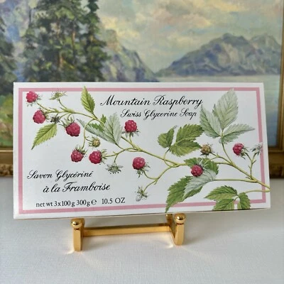 Vintage Crabtree & Evelyn Mountain Raspberry Swiss Glycerin Soap 100 gr x 3 Bars - Image 1 of 4