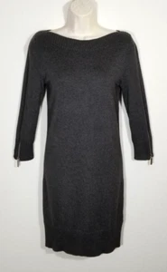 Michael Michael Kors Women Size XXS Knit Sweater Dress Gray Boat Neck Zip Sleeve - Picture 1 of 10