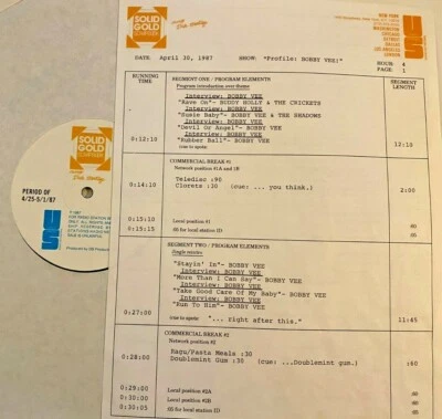 4/30/87 SOLID GOLD SCRAPBOOK SALUTES BOBBY VEE, 11 INTERVIEWS/15 HITS & MEDLEY - Image 1 of 2