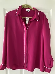 Express Women’s Button Down Top Size Size Large Blouse Shirt Fuchsia - Picture 1 of 4