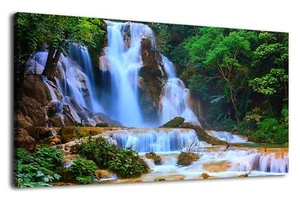 Waterfall Wall Art Living Room Decorations Landscape Canvas Art Large Nature ... - Picture 1 of 8