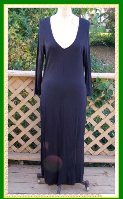 NUEVO Vestido Newport News Manga Larga Mediano 6-8 Cuello en V Básico Negro Vestido Informal Foto 1 de 4