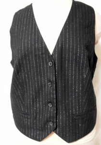 Maeve Anthropologie glitzernde schwarze Weste metallic silber Nadelstreifen - XL - LK Nu - 128 $ - Bild 1 von 7