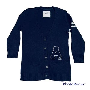 Abercrombie & Fitch Letterman Cardigan Sweater Women's Medium Navy Blue Preppy - Picture 1 of 4