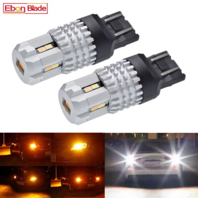 T20 7443 W21/5W Dual Color Switchback 12SMD Car LED Bulbs DRL Turn Signal lights Foto 1 de 4
