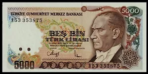 Türkei 5000 , 5.000 Lira P 198 UNC * 1990 * ATATÜRK *** Serie : I 53 *** - Bild 1 von 2