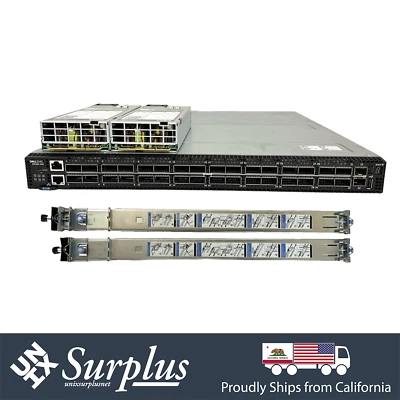 Conmutador 32 puertos 100 GbE QSFP28 Dell Z9100-ON SONIC ONIE 2x 10 GB B2F 2x PSU + rieles Foto 1 de 4