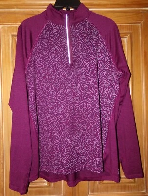 OLD NAVY ACTIVE WOMENS SIZE XL PETITE FITTED PURPLE LONG SLEEVE 1/4 ZIP TOP - Image 1 of 2