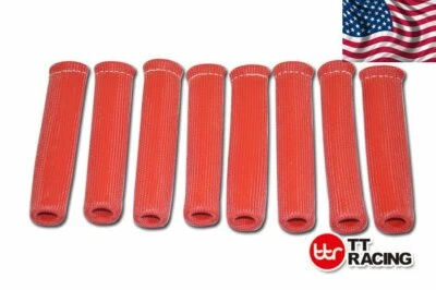 X8 6" HIGH HEAT SHIELD RED ENGINE SPARK PLUG WIRE BOOT PROTECTOR SLEEVE COVER — 第 1/4 张图片