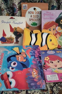 6 Disney & Eric Carle Board Books Lot – Busy Book w/ Figures + Bath Book - Picture 1 of 8