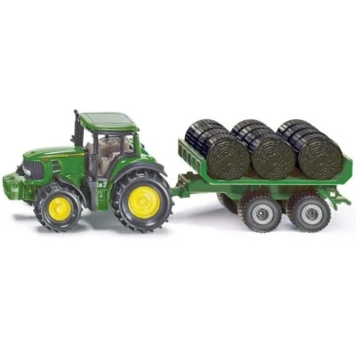 JOHN DEERE 7530 TRACTOR w/TRAILER & BALE - SIKU 1:87 BLISTER PACK - Image 1 of 4