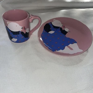 TAZZA E PIATTO VINTAGE 2 PEZZI DESIGN BOTTMAN BAMBINO FIRMATO PARIS BOTTMAN BEAR - Foto 1 di 8