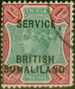 Somaliland 1903 1R Green & Aniline Carmin SG09fc 'Sumaliland' Good Used Rare - Bild 1 von 2