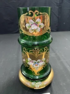 Vintage Hand Painted Czech Crystal Pitcher - Picture 1 of 4