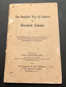 THE RUMFORD WAY OF COOKERY & HOUSEHOLD ECONOMY Compiled by Janet M Hill Ephemera - Picture 1 of 4