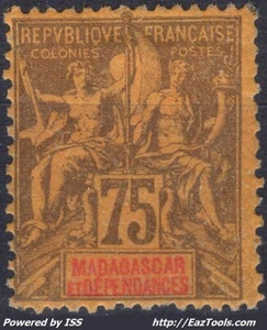 MADAGASCAR TYPE GROUPE 75c VIOLET SUR JAUNE N° 39 NEUF * AVEC CHARNIERE - Picture 1 of 2