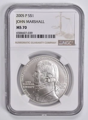 MS70 2005-P John Marshall Commemorative Dollar NGC Brown Label - Image 1 of 4