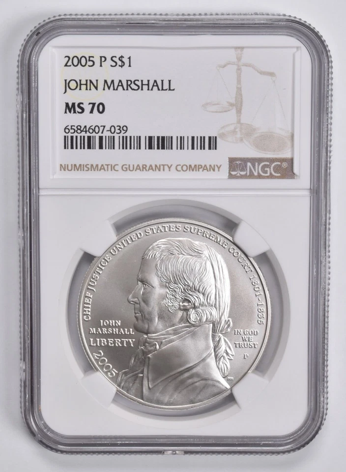 MS70 2005-P John Marshall Commemorative Dollar NGC Brown Label - Image 1 of 4