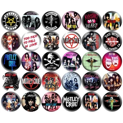Motley Crue 1.5" Pinback Buttons 80s Hard Rock Heavy Metal Retro Music Band 30 - Image 1 of 4