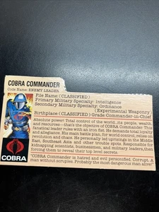 1982 HASBRO GI JOE STRAIGHT ARM COBRA COMMANDER MAIL AWAY BLANK BACK FILE CARD W - Picture 1 of 3