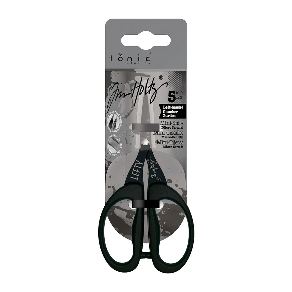 Tim Holtz Non-Stick Titanium Micro Serrated Mini Snips 5"-Left-Handed - Image 1 of 1